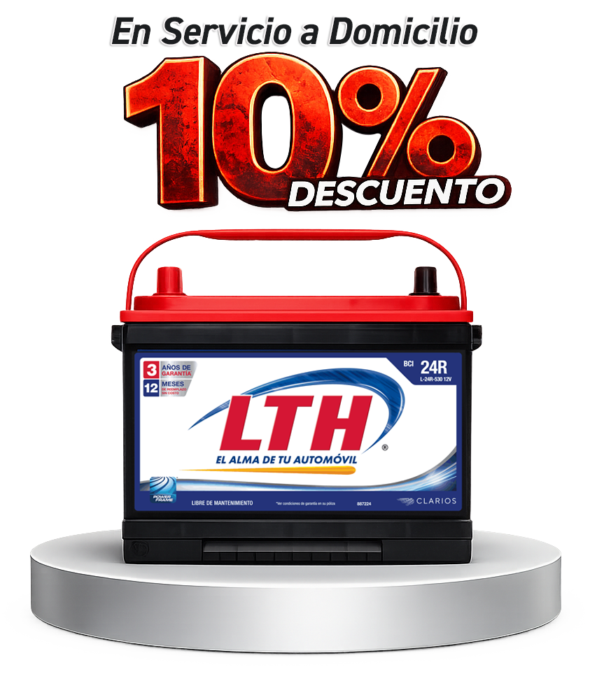 10% de descuento en servicio a domicilio · Batería LTH